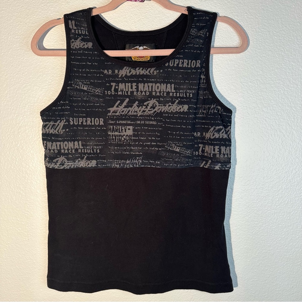 Vintage Harley Davidson Tank W/ Sheer Half Overlay Medium